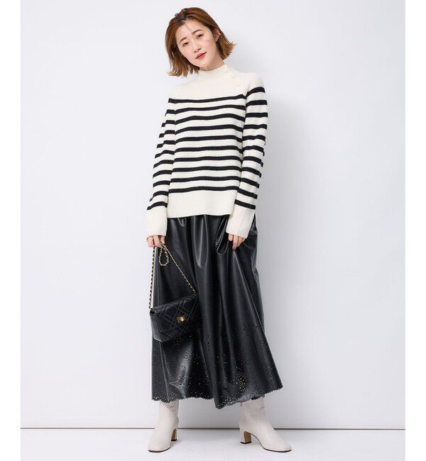 23区「【洗える】ウールカシミヤ パネルボーダー ニット」|ニット・セーター|