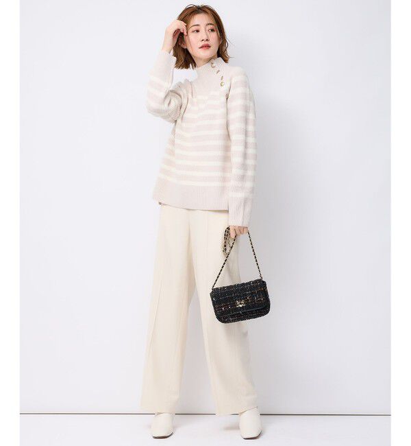 23区「【洗える】ウールカシミヤ パネルボーダー ニット」|ニット・セーター|