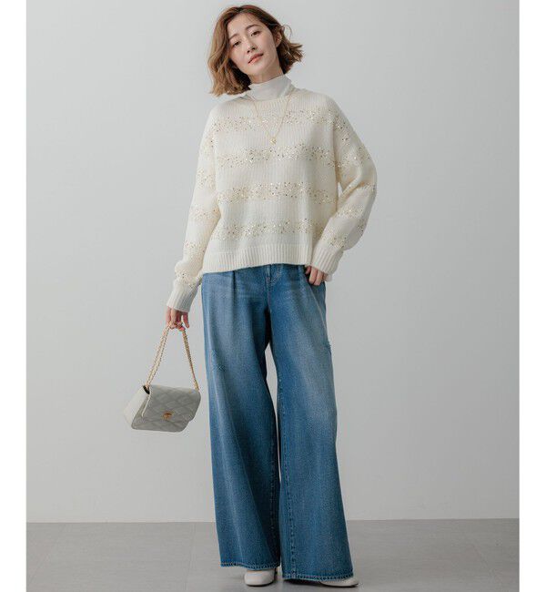 23区「【滝沢眞規子さん着用/一部店舗限定】スパングルボーダー ニット」|ニット・セーター|