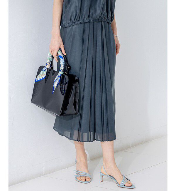 23区「【洗える】ソフトシアーフィルム タック スカート」|スカート|ﾀﾞｰｸｸﾞ