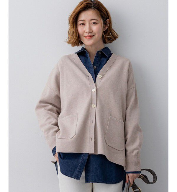 23区「バイカラーダブルフェイス ニット カーディガン」|カーディガン|ﾍﾞｰｼﾞｭ&times;