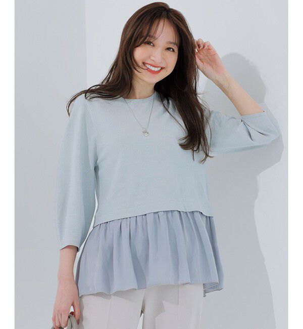 any SiS「【洗える】ファブリックコンビ ニット」|ニット・セーター|ミント