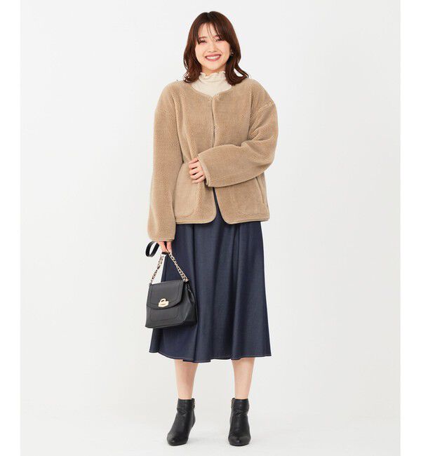 any SiS「【2WAY】リバーシブルショートボア アウター」|ノーカラージャケット|