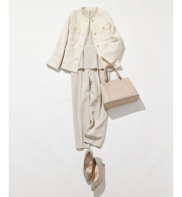 ANY SIS「ツイードノーカラーミドル ジャケット」|ノーカラージャケット|