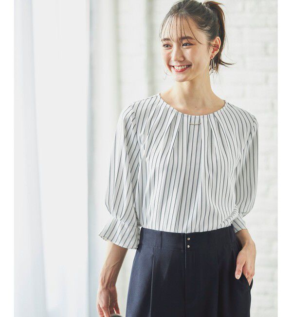 any SiS「【洗える】ラッフルフレアジョーゼット ブラウス」|シャツ・ブラウス|ﾈｲﾋﾞｰｽ