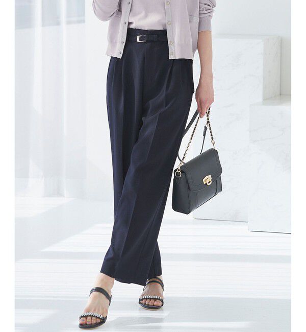 ANY SIS「【洗える】ドライオックスタック ワイドパンツ」|その他|ネイビー