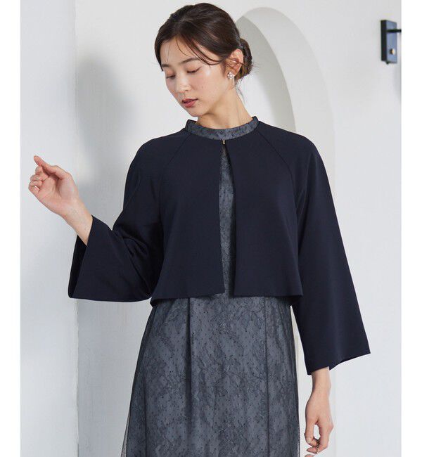 ANY SIS「【洗える】セレモニークロップド ジャケット」|ノーカラージャケット|ネイビー