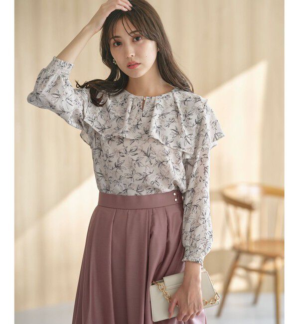 ANY SIS「【洗える】スクエアラッフルカラー ブラウス」|シャツ・ブラウス|アイボリー