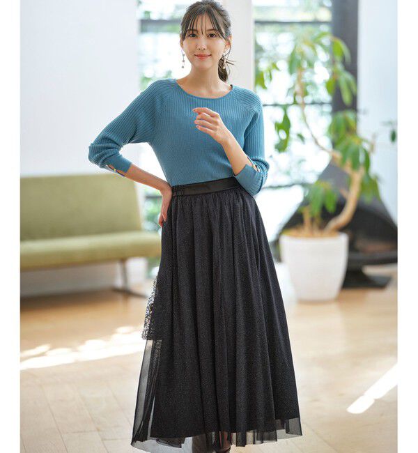 ANY SIS「【ウールブレンドシリーズ】ベースネックリブコンビ ニット」|ニット・セーター|