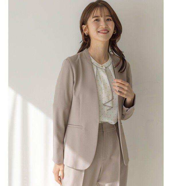 ANY SIS「【UVカット・接触冷感・吸水速乾】スマートビューティストレッチ ノーカラージャケット」|ノーカラージャケット|グレージュ