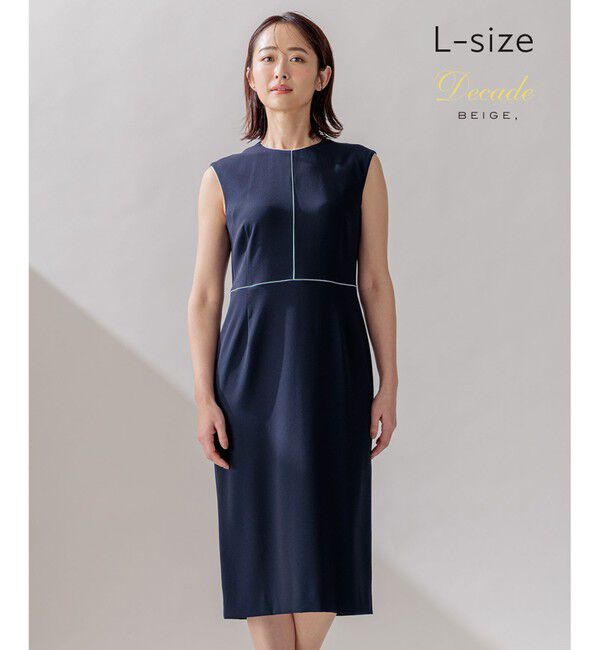 BEIGE,「【L-size】CINDY / クルーネックドレス」|ワンピース|Navy &times; White