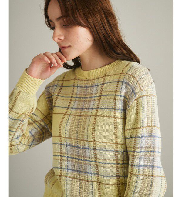  「チェックニットトップ」|ニット・セーター|