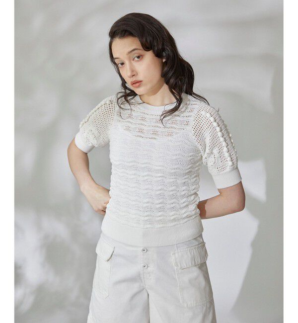 GRACE CONTINENTAL「クロシェスリーブニットトップ」|ニット・セーター|