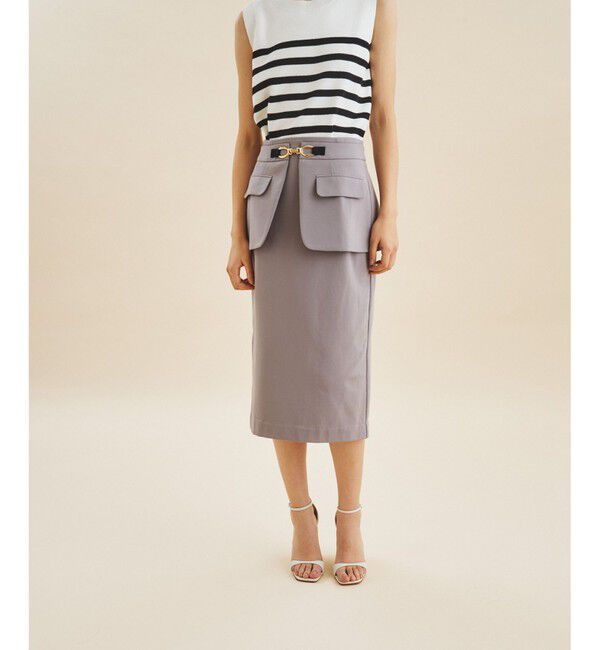Grace Class「ビットベルト付裏毛タイトスカート」|スカート|グレー