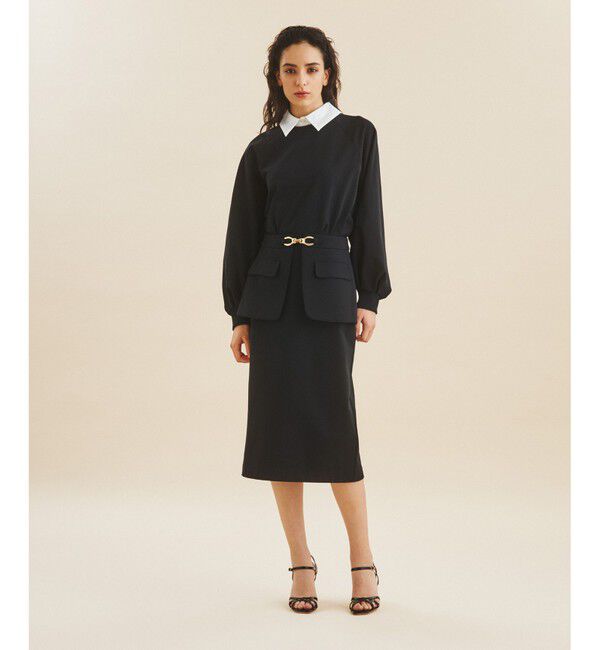 Grace Class「ビットベルト付裏毛タイトスカート」|スカート|ブラック