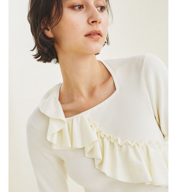  「サイドフリルリブニットトップ」|ニット・セーター|