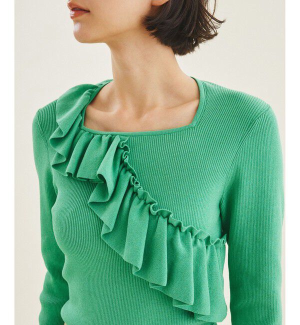  「サイドフリルリブニットトップ」|ニット・セーター|