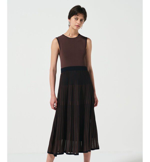 Diagram「バイカラーシアーニットワンピース」|ワンピース|ブラウン