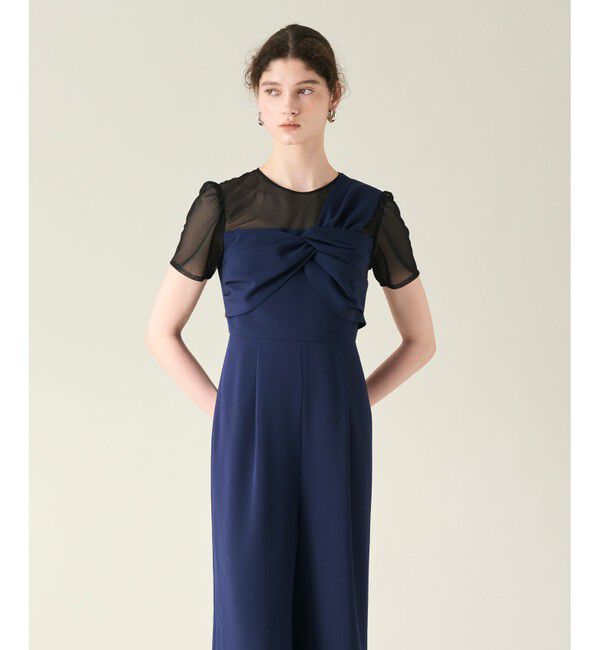 GRACE CONTINENTAL「ドレープリボンサロペット」|オールインワン|