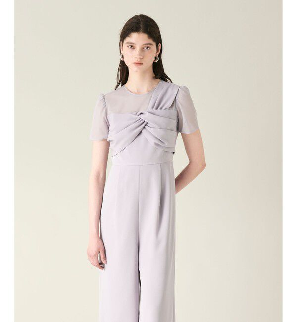 GRACE CONTINENTAL「ドレープリボンサロペット」|オールインワン|