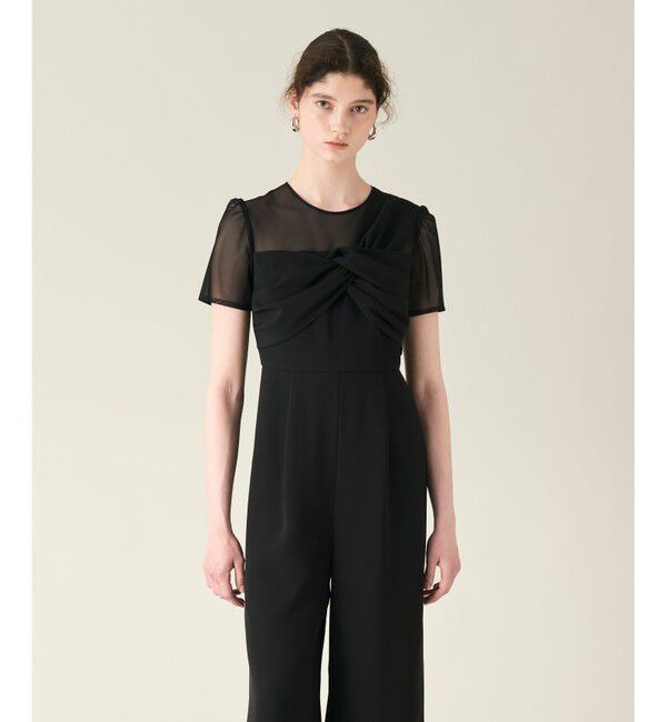 GRACE CONTINENTAL「ドレープリボンサロペット」|オールインワン|