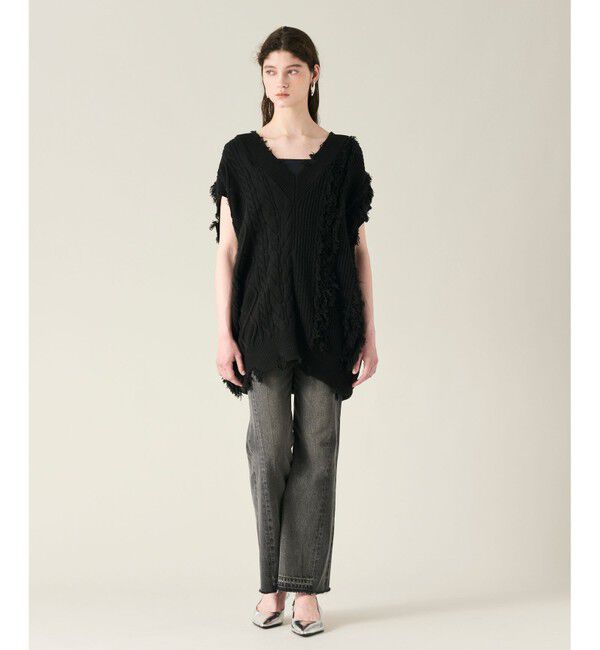 GRACE CONTINENTAL「クラッシュニットトップ」|ニット・セーター|ブラック