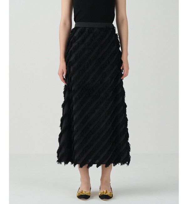 Grace Class「フェザーバイアスロングスカート」|スカート|ブラック