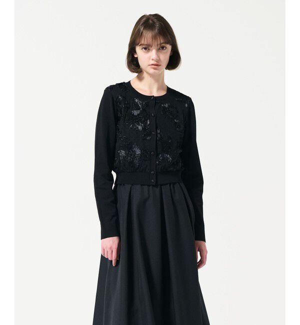 GRACE CONTINENTAL「サテンコードニットカーディガン」|カーディガン|