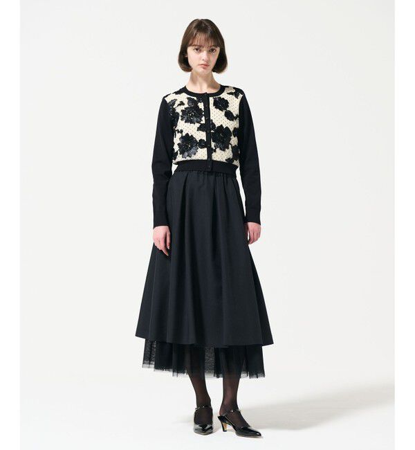 GRACE CONTINENTAL「サテンコードニットカーディガン」|カーディガン|