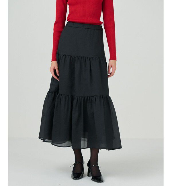 GRACE CONTINENTAL「オーガンティアードスカート」|スカート|ブラック