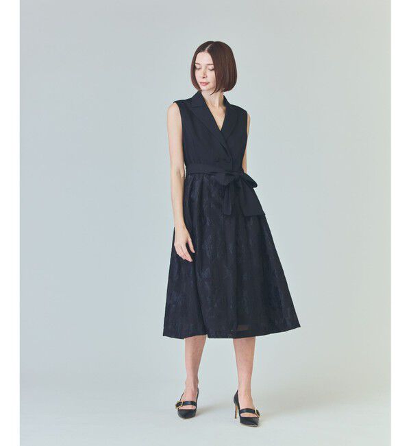 Grace Class「フラワージャガードテーラードレス」|ワンピース|ブラック