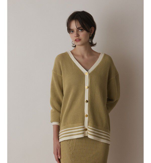 Diagram「メッシュラインニットカーディガン」|カーディガン|イエロー