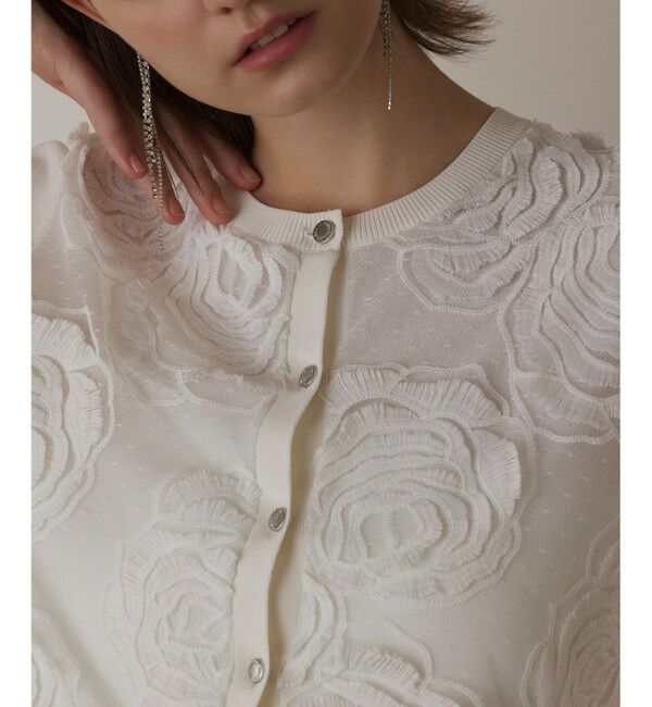 GRACE CONTINENTAL「ローズ刺繍ニットカーディガン」|ニット・セーター|