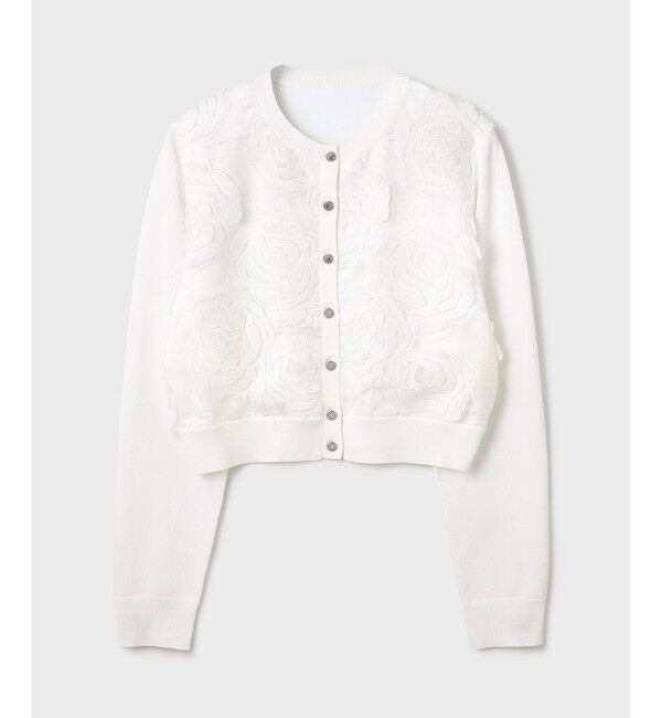 GRACE CONTINENTAL「ローズ刺繍ニットカーディガン」|ニット・セーター|