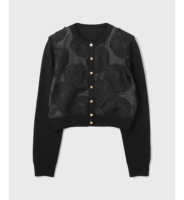 GRACE CONTINENTAL「ローズ刺繍ニットカーディガン」|ニット・セーター|