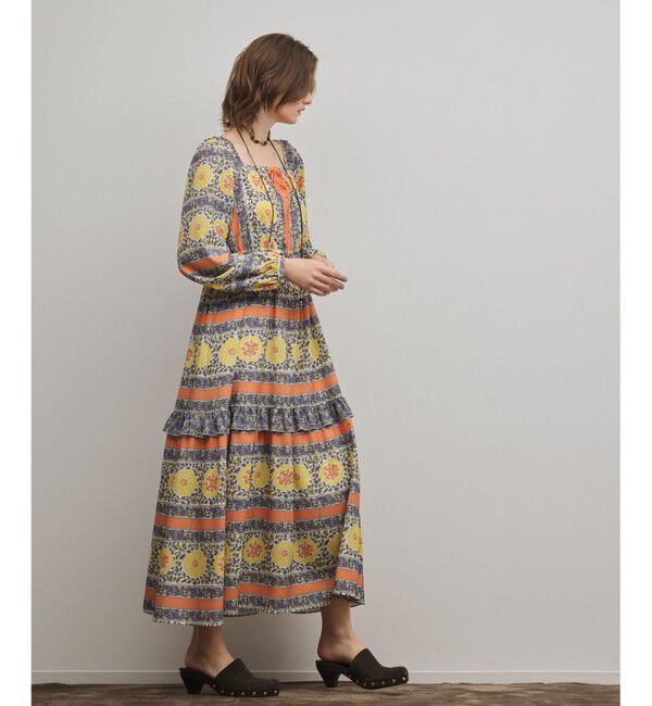 GRACE CONTINENTAL「フラワープリントレースアップワンピース」|ワンピース|