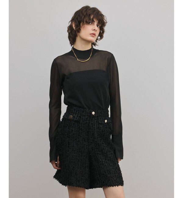 GRACE CONTINENTAL「シアーハイネックニットトップ」|その他|ブラック