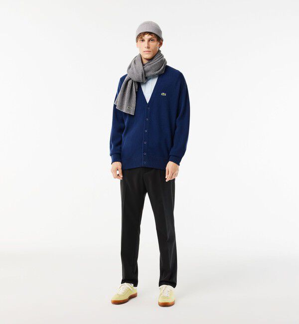 LACOSTE「ガーター編みVネックカーディガン」|カーディガン|