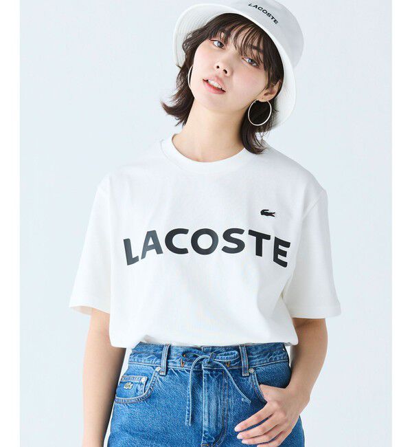 LACOSTE「ヘビーウェイトブランドネーム ラバープリント ロゴ半袖Tシャツ」|Tシャツ・カットソー|