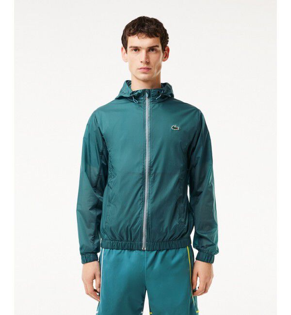 LACOSTE「ライトウェイト撥水パッカブルジャケット」|ブルゾン・スタジャン|エメラルド