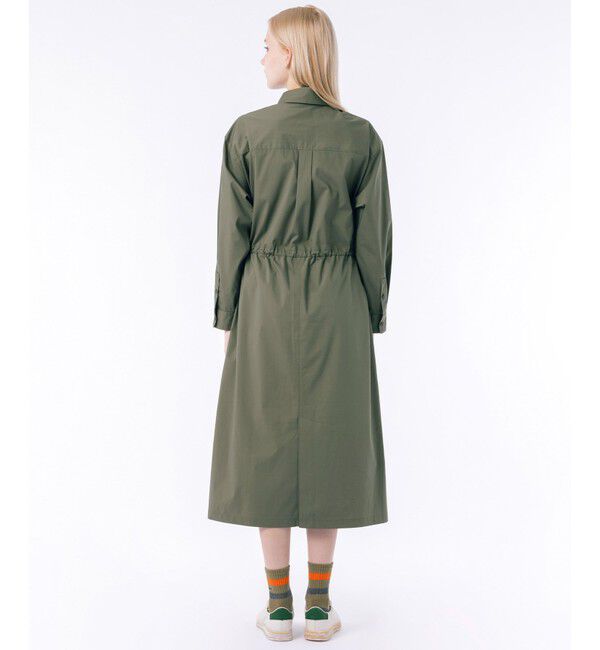 LACOSTE「撥水 ウエストドロスト ミリタリーフラップポケットシャツドレス / ロングシャツワンピース」|ワンピース|