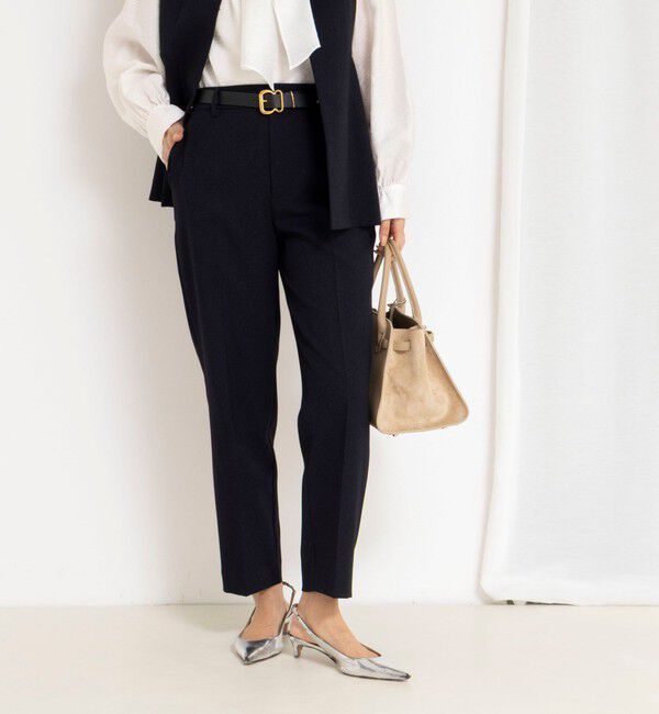 NOLLEY'S「《セットアップ対応》ウォッシャブルサージストレッチストレートパンツ」|その他|ネイビー