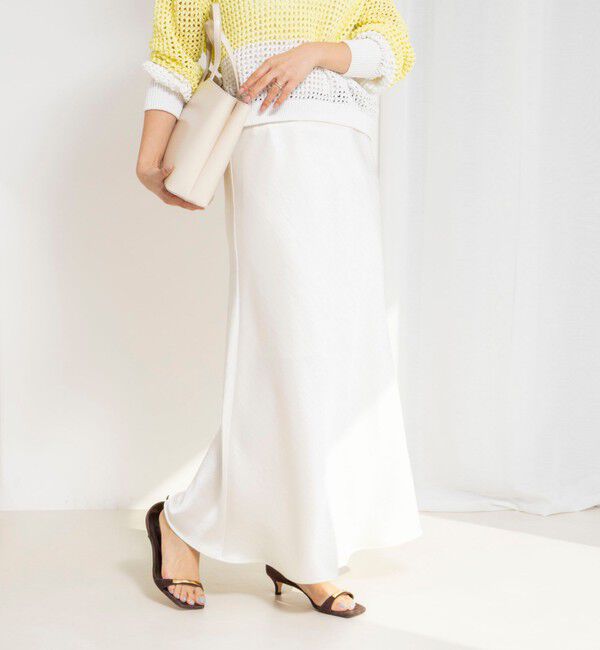 NOLLEY'S「ウォッシャブルサテンナロースカート」|フレア|