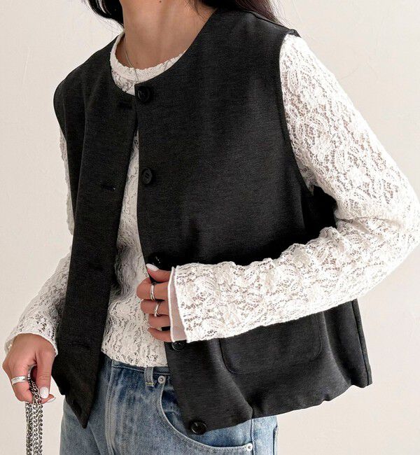 fredy emue「【セットアップ対応】ポンチノーカラージレ」|ベスト・ジレ|