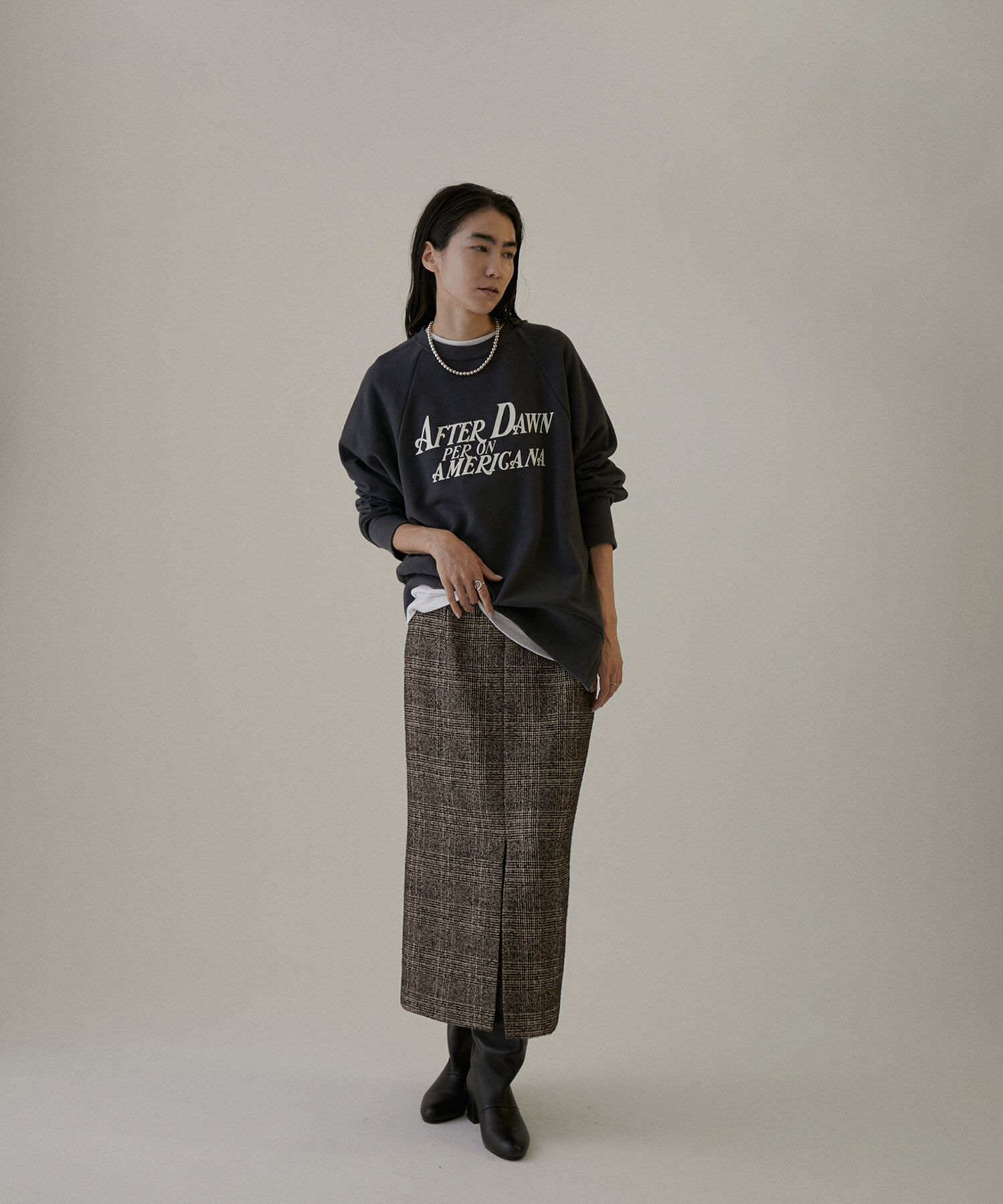 SALON adam et rope'「フロントスリットツイードチェックタイトスカート【セットアップ対応】」|スカート|