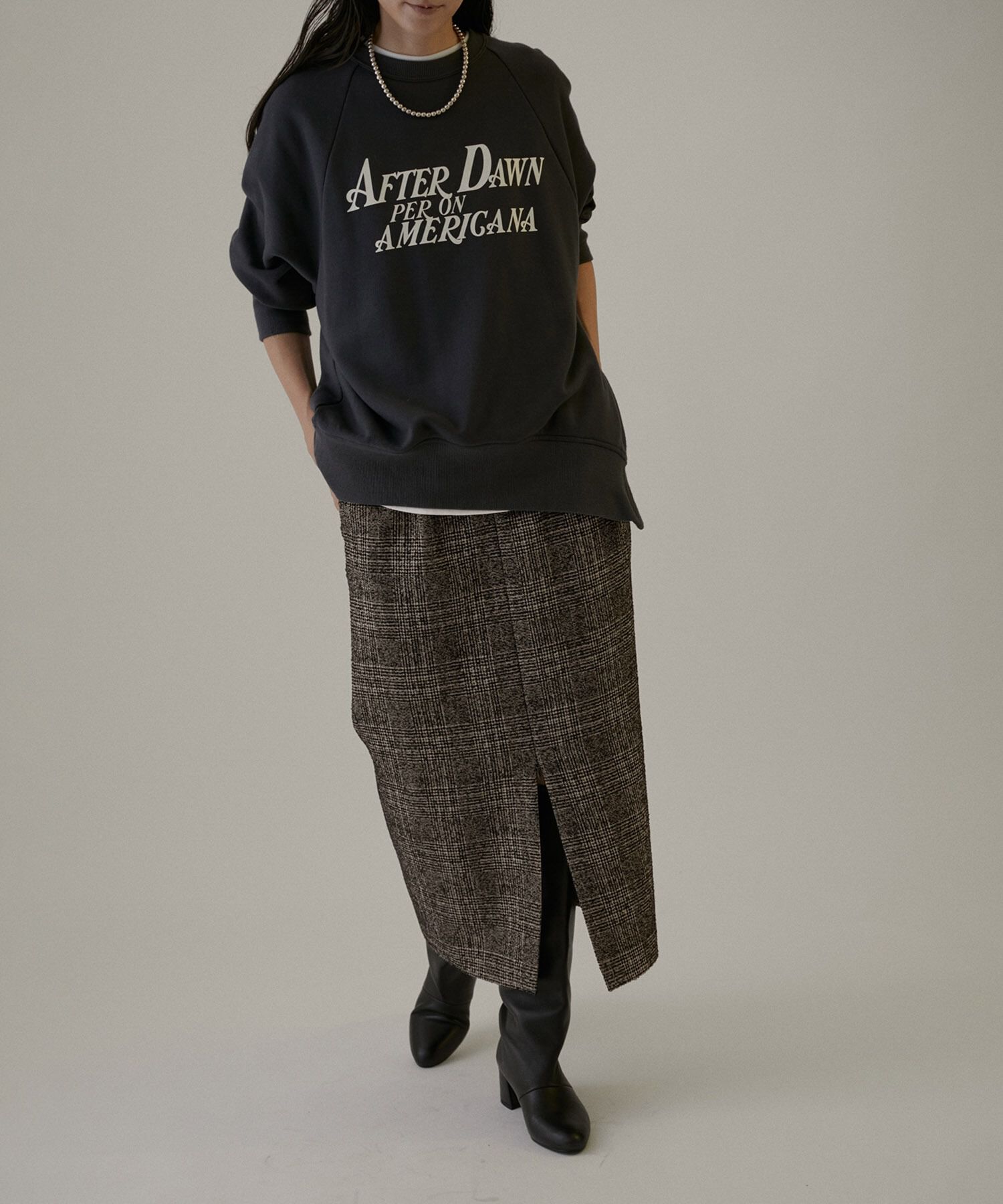 SALON adam et rope'「フロントスリットツイードチェックタイトスカート【セットアップ対応】」|スカート|