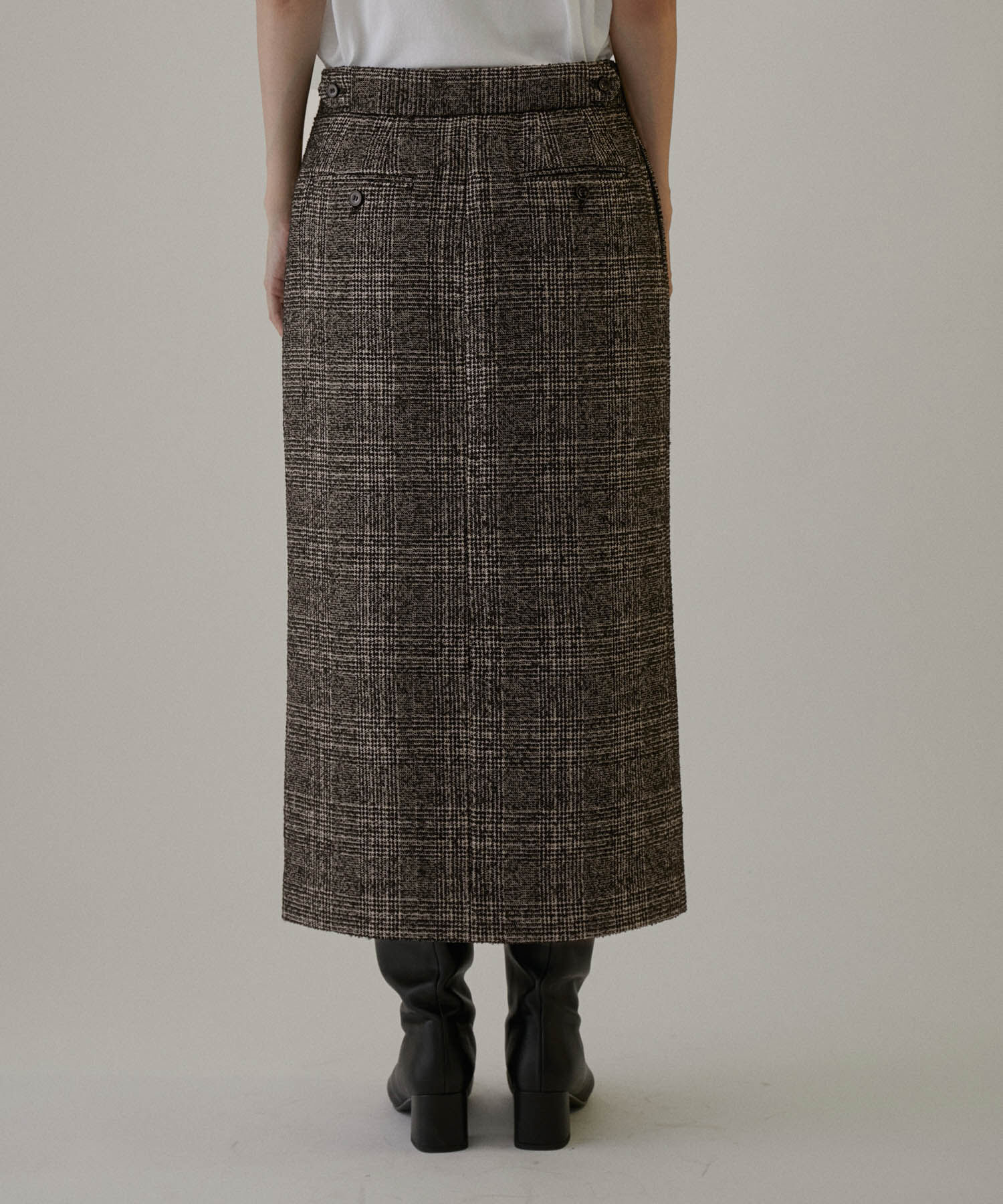 SALON adam et rope'「フロントスリットツイードチェックタイトスカート【セットアップ対応】」|スカート|