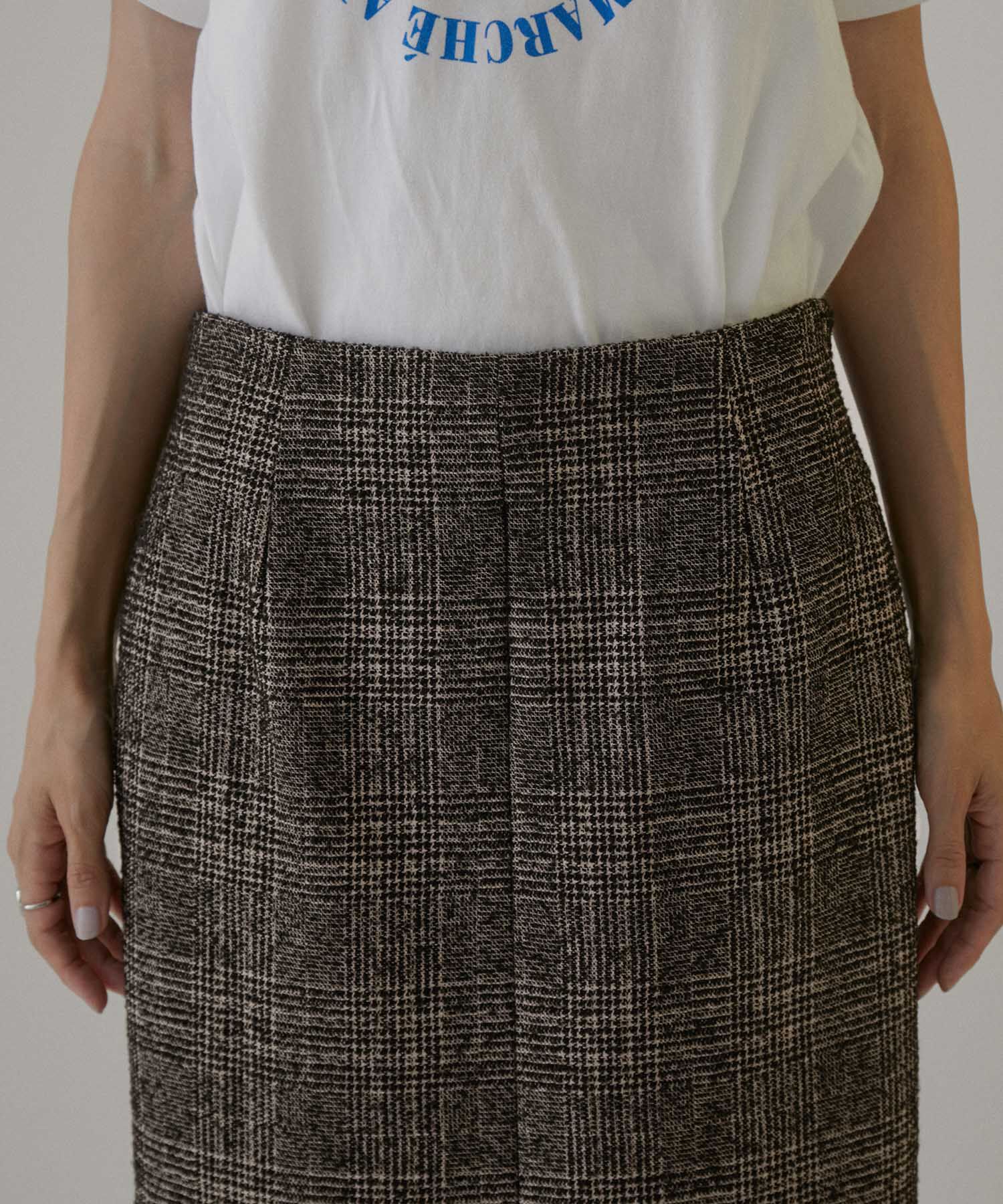 SALON adam et rope'「フロントスリットツイードチェックタイトスカート【セットアップ対応】」|スカート|