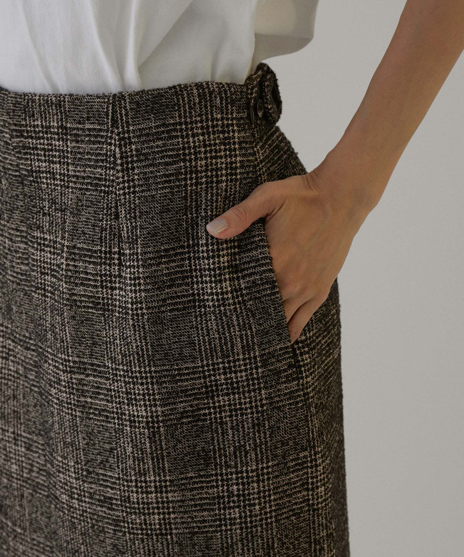 SALON adam et rope'「フロントスリットツイードチェックタイトスカート【セットアップ対応】」|スカート|
