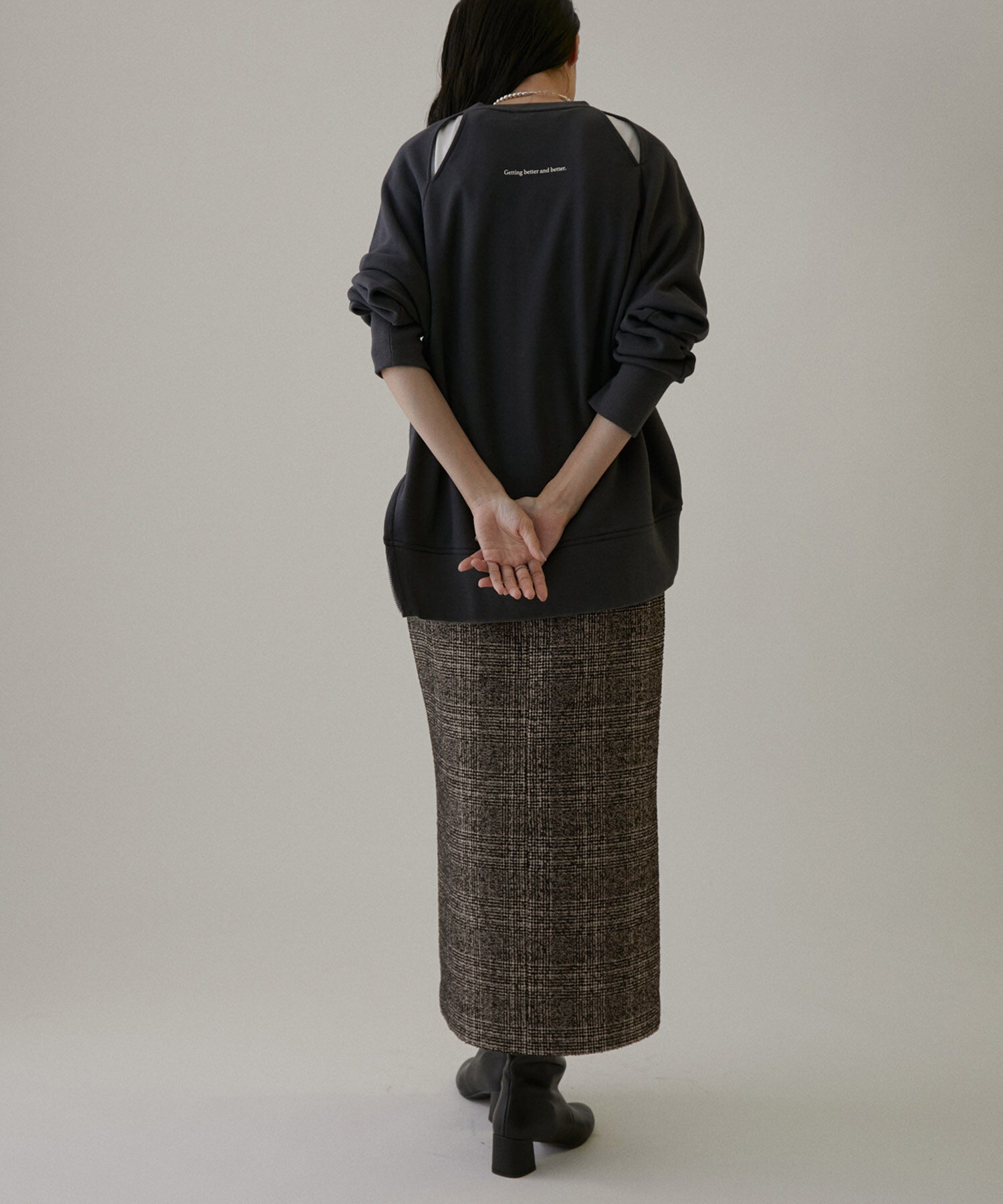 SALON adam et rope'「フロントスリットツイードチェックタイトスカート【セットアップ対応】」|スカート|